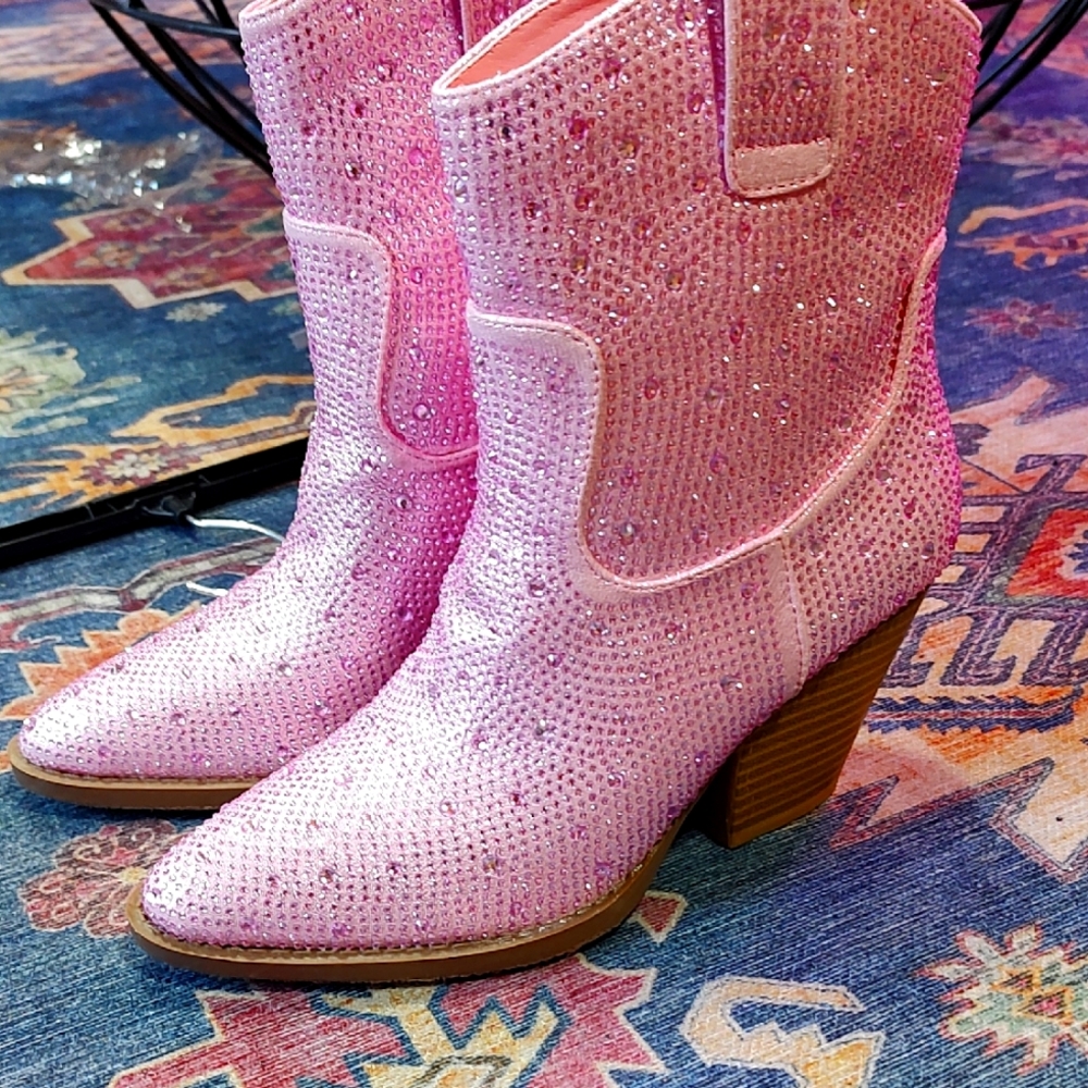 Pink Rhinestone Western Boots